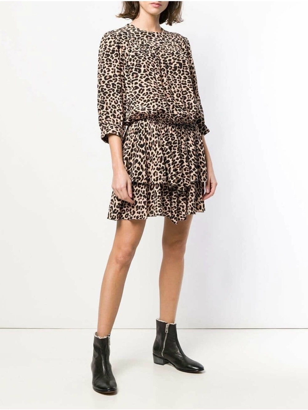 Zadig & Voltaire tiered Women's Black Rooka Print Leo Dress SZ XS